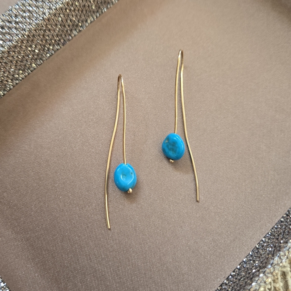 14k Gold Turquoise Threader Earrings